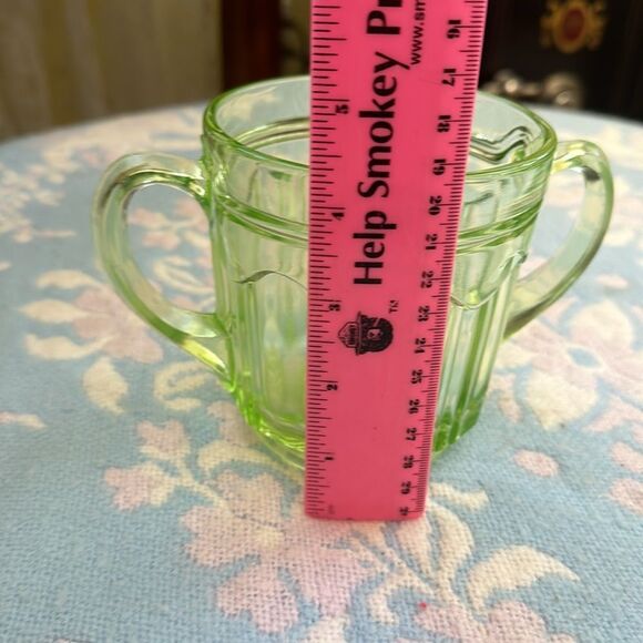 Depression Era Anchor Hocking  Green Glass Sugar Bowl 1930’s - Picture 5 of 6
